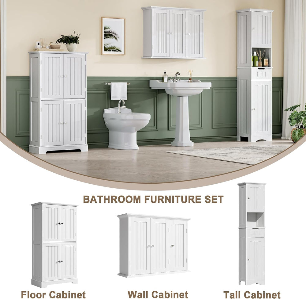 ChooChoo Laundry Cabinet with 3 Doors and Adjustable Shelves