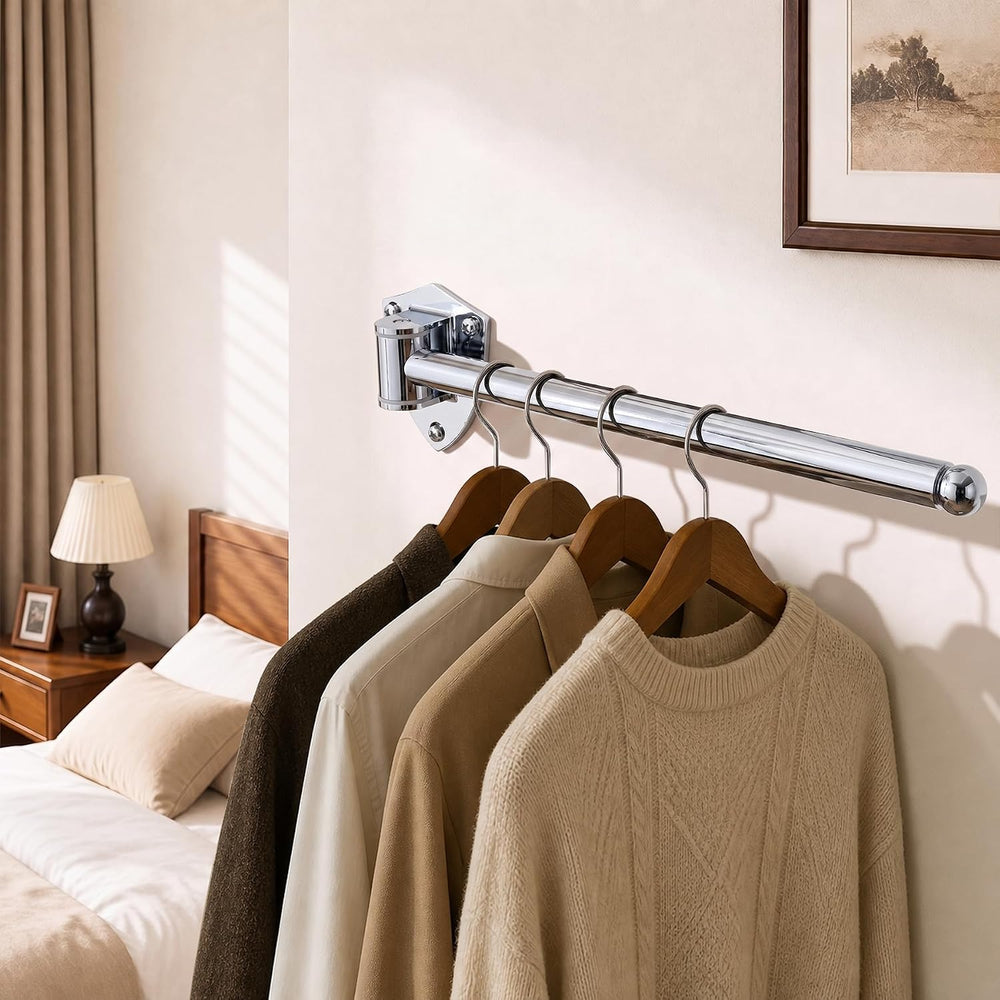 Wall Mounted Drying Rack, Foldable & Pull-Out Clothes Hanger (Chrome, 14 ...
