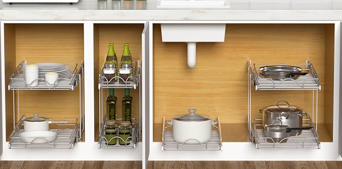 OCG 2 Tier Pull Out Cabinet Organizer, Pull Out Drawers