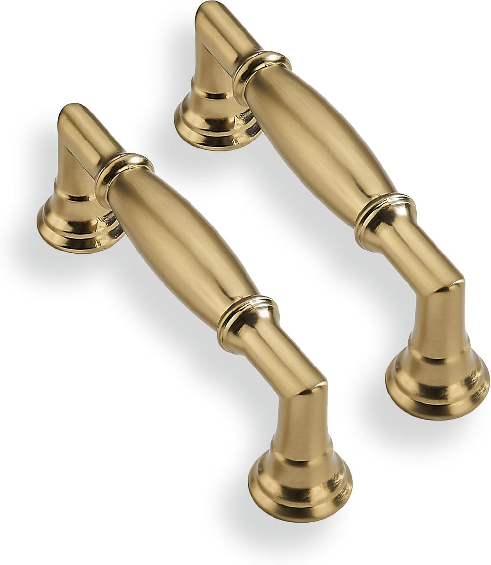 10 Pack 3 Inch(76mm) Brushed Brass Cabinet Pulls Solid Heavy Duty Satin Brass...