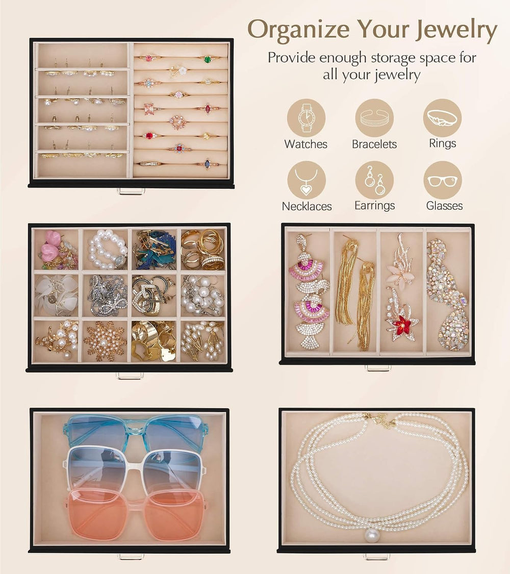 Homde Jewelry Box Large for Women: 6 Layers Organizer with 5 Drawers