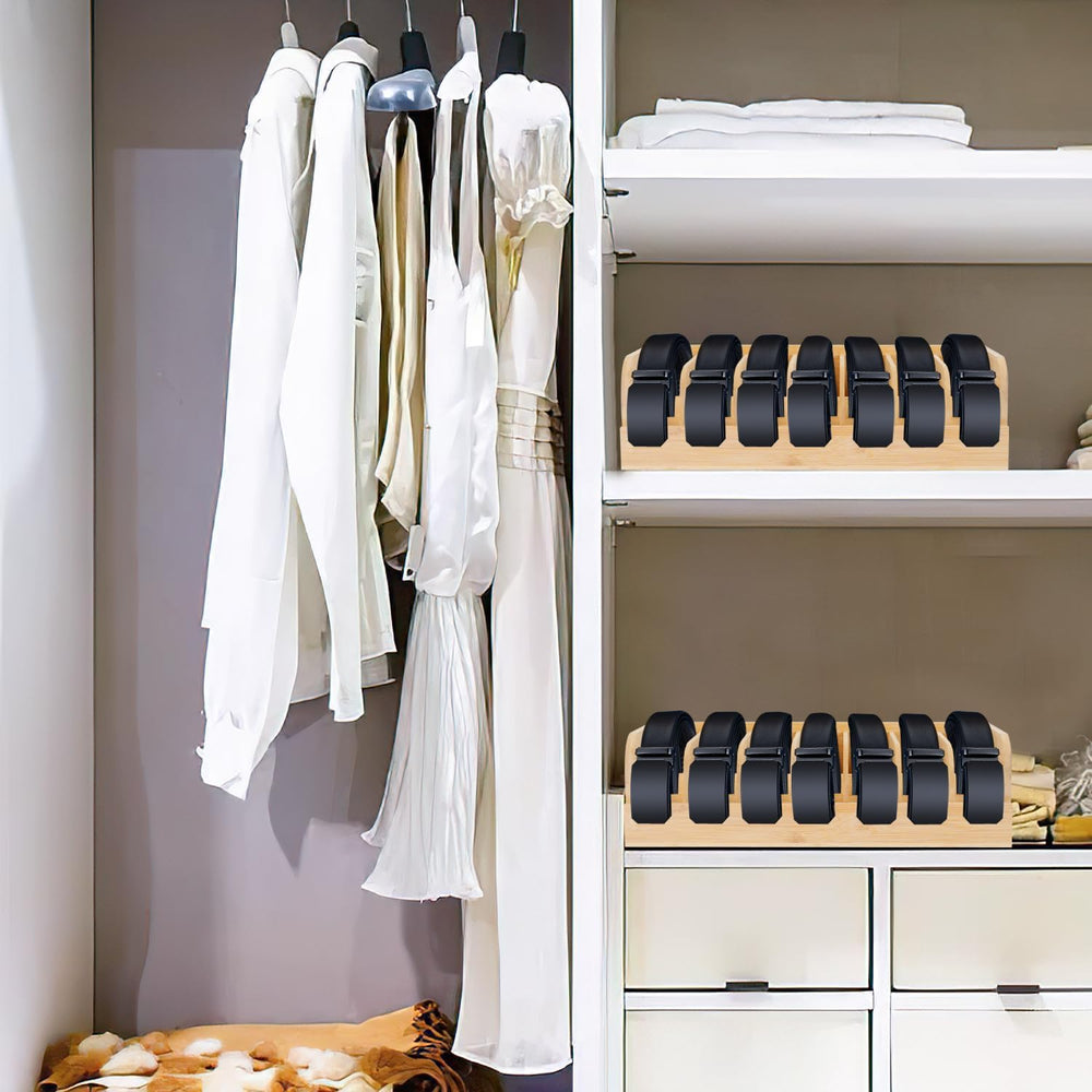 GTI Belt Organizer, 7 Compartments Belt Organizer for Closet and Drawer, Bamb...