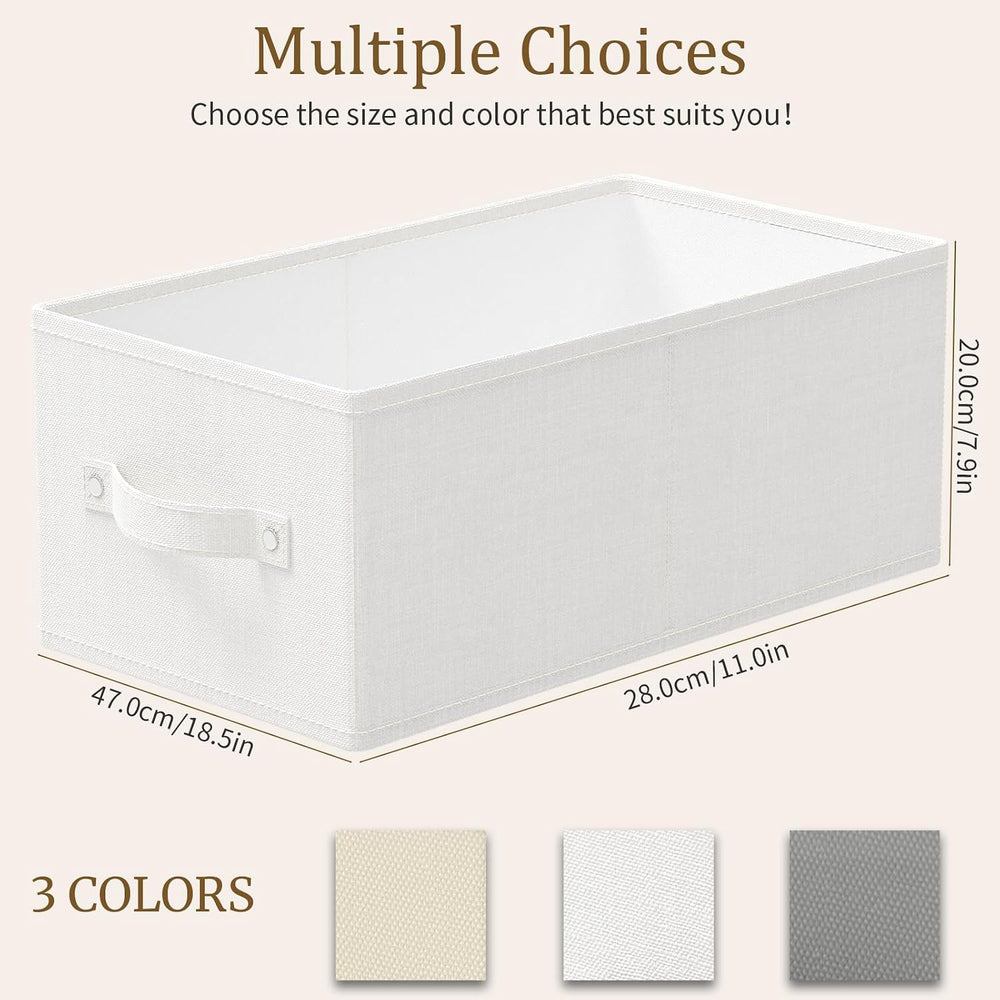 Storage Basket, Closet Organizer, 3 Pack, White, 18.5x11x7.9 In