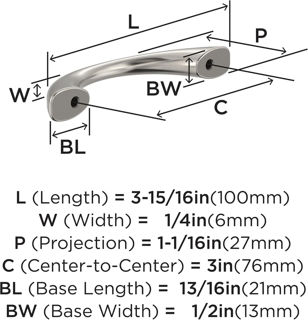 Amerock 10 Pack 3" Vaile Satin Nickel Drawer Pull