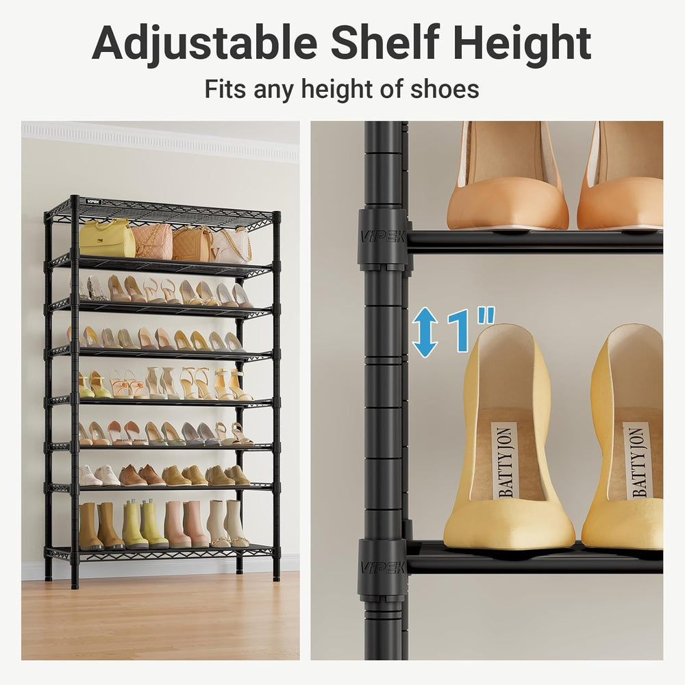 VIPEK S1 Plus 8-Tier Shoe Rack, Extra Wide Heavy Duty Shoe Organizer, Black