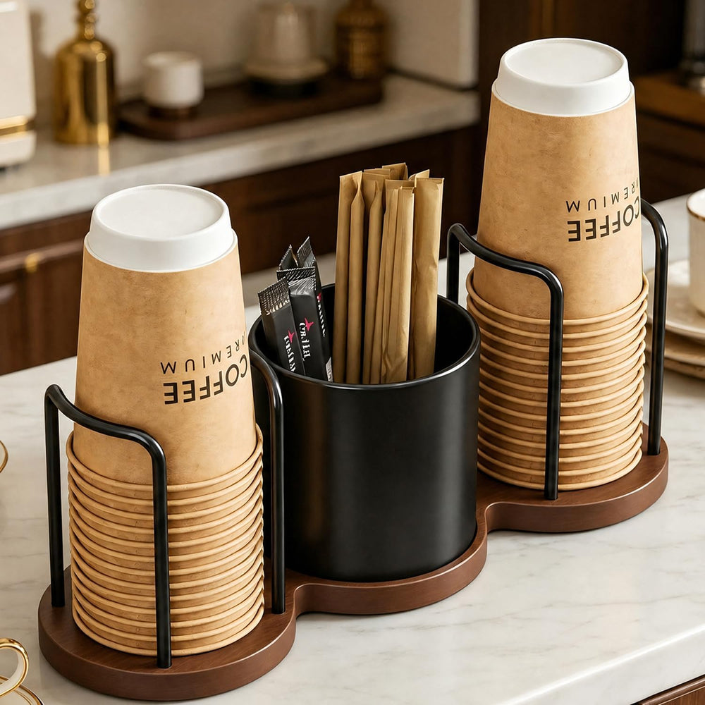 GOYLSER Coffee Bar Organizer with Straw & Stirrer Storage Caddy for Cups ...