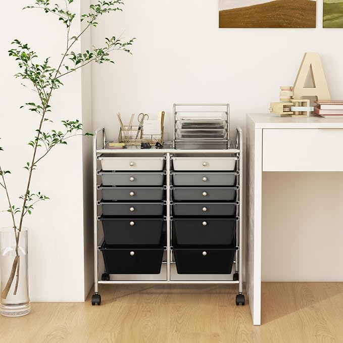 GOFLAME 12-Drawer Rolling Storage Cart, Mobile Utility Cart