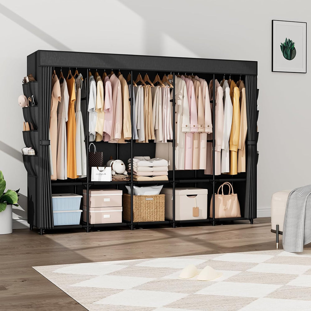 Portable Closet Storage, Portable Wardrobe Closet Organizer Clothes Rack wtih...