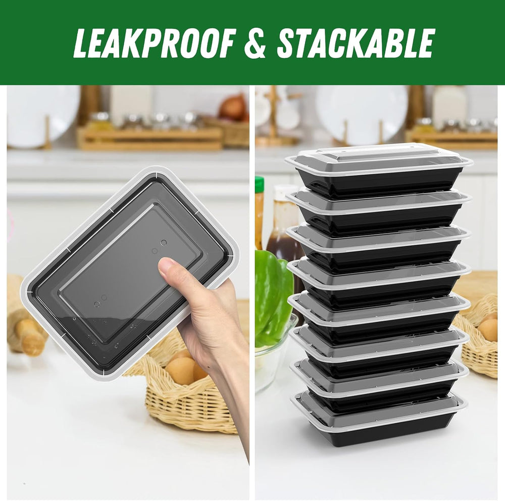 Dealusy 50 Pack (100-Piece) 28 oz Meal Prep Containers Reusable with Lids