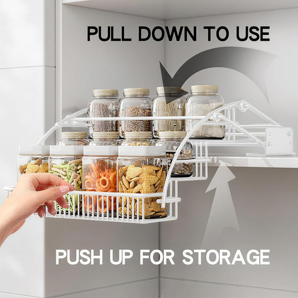 3-Tier Pull Down Spice Rack Organizer Expandable Pull-Out for Upper Cabinet