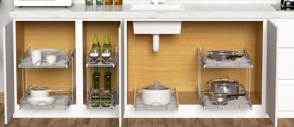 OCG 2 Tier Pull Out Cabinet Organizer (22.5" W x 21.5" D), Pull Out...