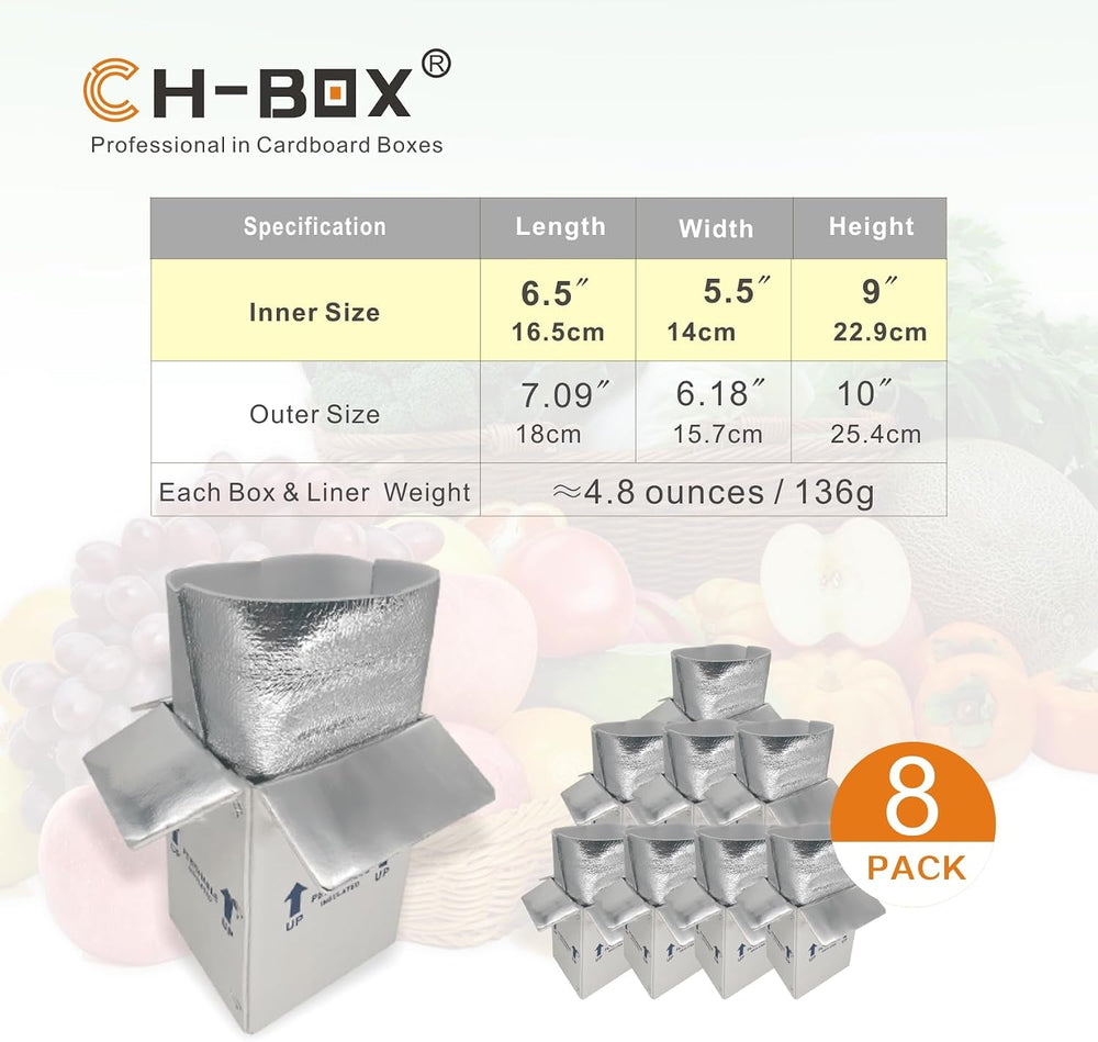 Insulated Shipping Boxes with Liners, 8 Pack 7'' x 6'' x 10&#...