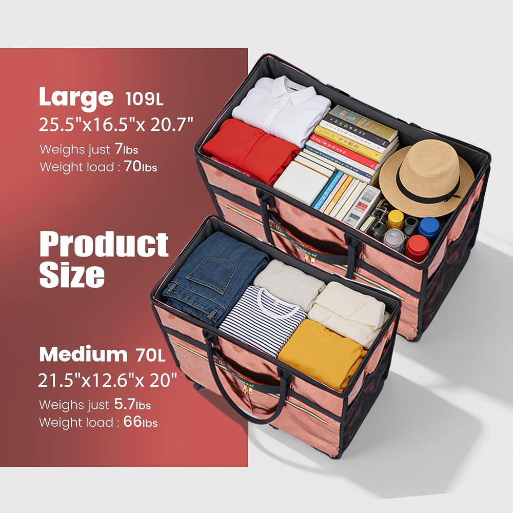 Reusable Rolling Grocery Bag on Wheels-6-Wheel Foldable Tote Medium