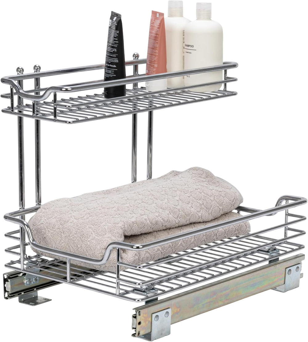 Household Essentials Glidez 2‑Tier Multipurpose Chrome‑Plated Steel Pull‑Out/...