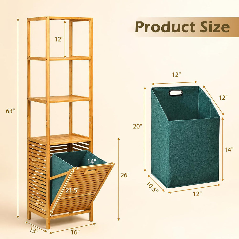 Giantex 63'' Tilt Out Laundry Hamper with Foldable & Removable Ba...