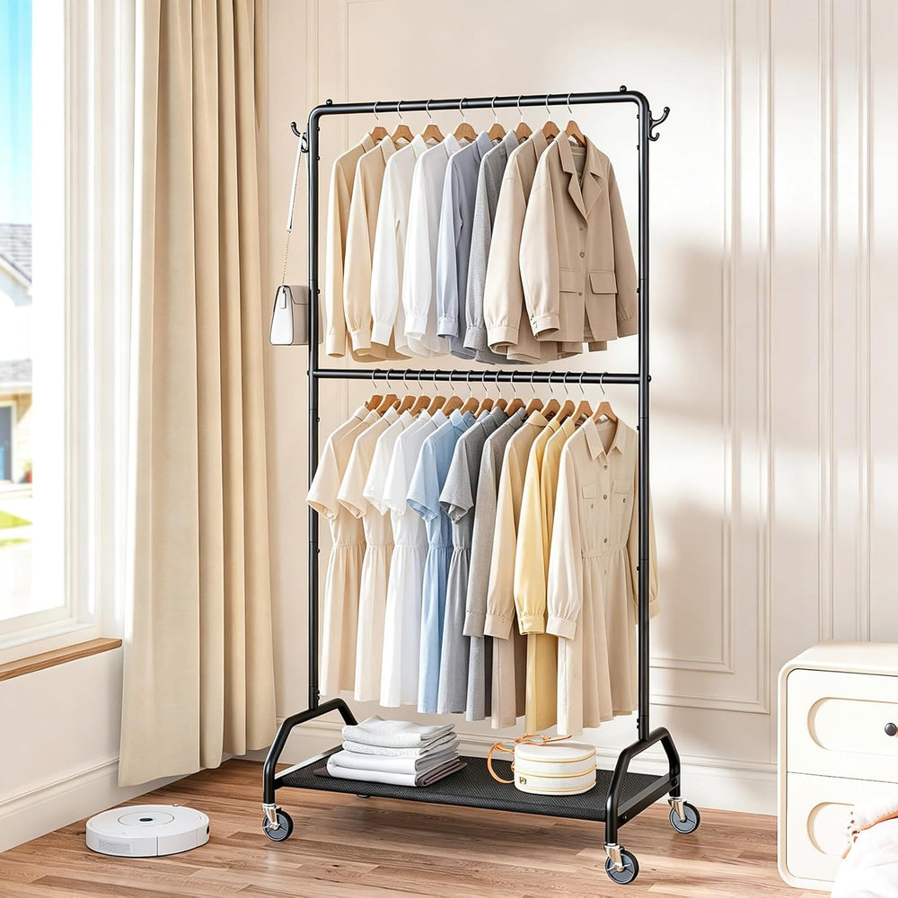 Clothes Rack Double Hanging Clothes Rack Clothing Rack Garment Rack 130LBS Ca...