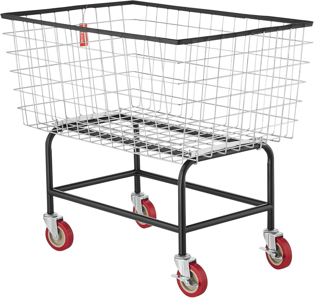 VEVOR Wire Laundry Cart, 3.8Bushel Wire Laundry Basket with Wheels, 32.5'...