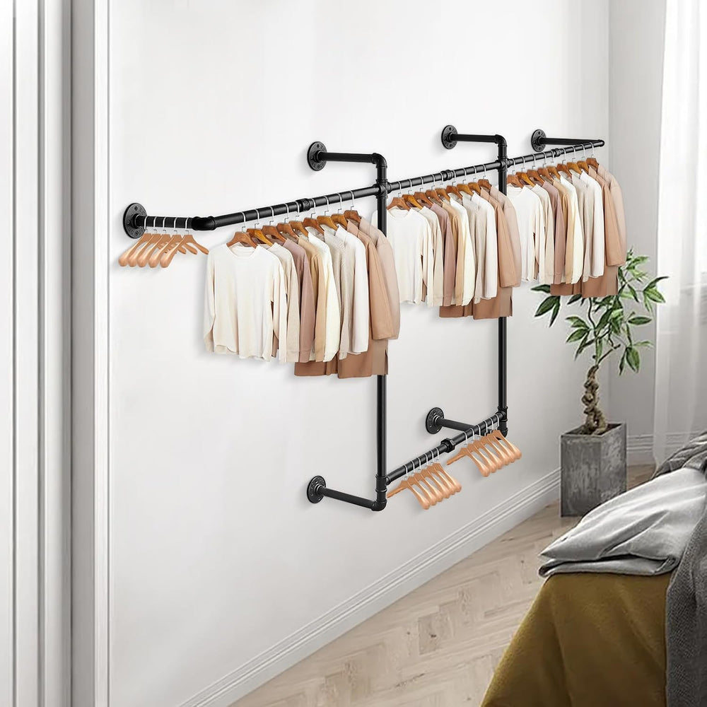 Livabber Industrial Pipe Clothes Rack, Heavy Duty Detachable Iron Garment Rac...