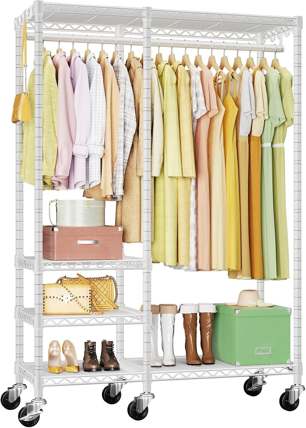 Ulif F4R Heavy Duty Clothes Rack（With Lockable Wheels ） Rolling Clothing Rack...