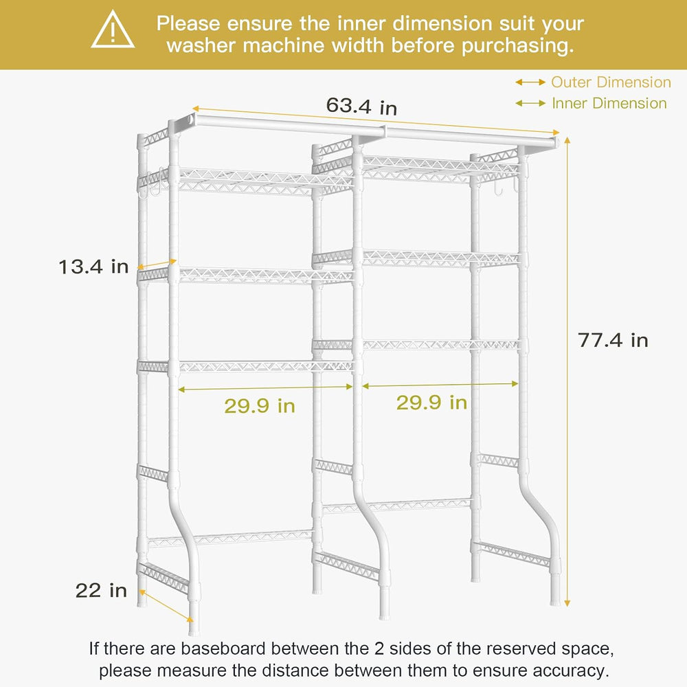 Ulif U13 Over Washer and Dryer Storage Shelves, Laundry Room Standing Shelf