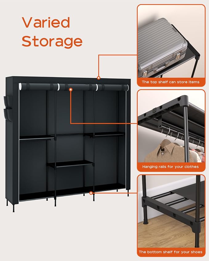 Portable Closet, 81.5 Inch Extra Large Capacity Wardrobe Closet