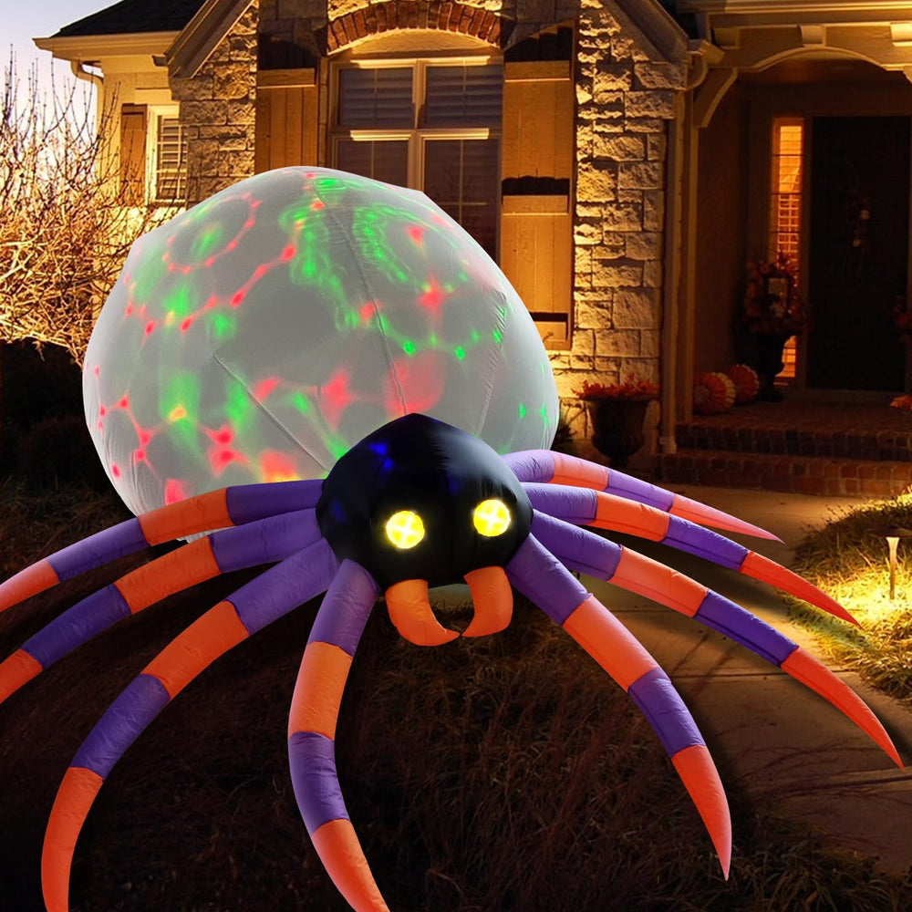 DomKom 8FT Halloween Inflatable Decorations Spider, Build-in Magic LED Lights...