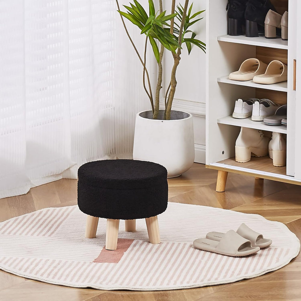 Wimarsbon Storage Ottoman, Modern Round Footrest with Soft Padded Seat, Teddy...
