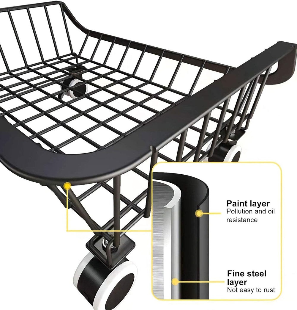 Stackable Storage Baskets 4 Tiers Wire Organizer Basket with Lockable Univers...