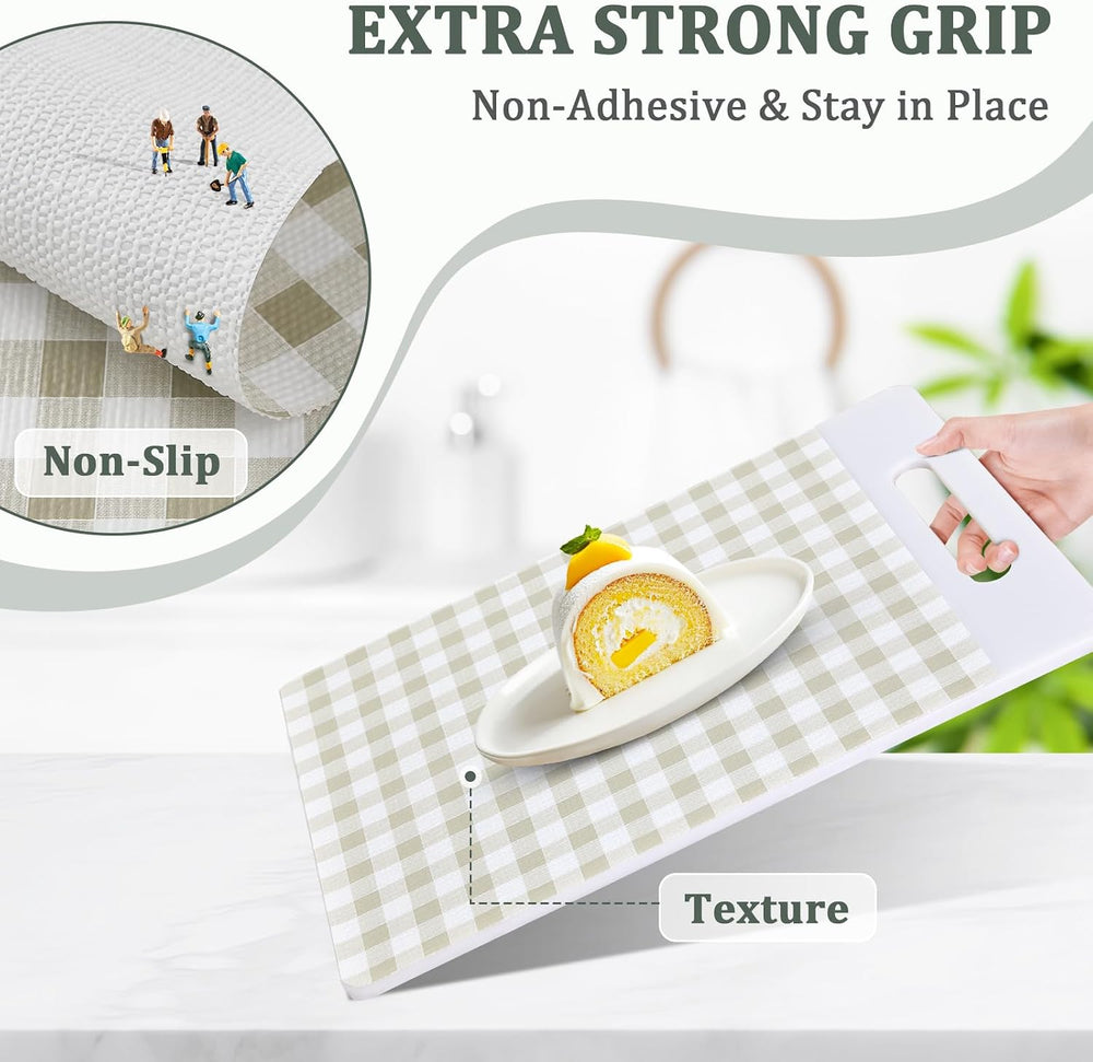 Shelf Liner for Kitchen Cabinets and Drawers, 24" x 120" Green Grid