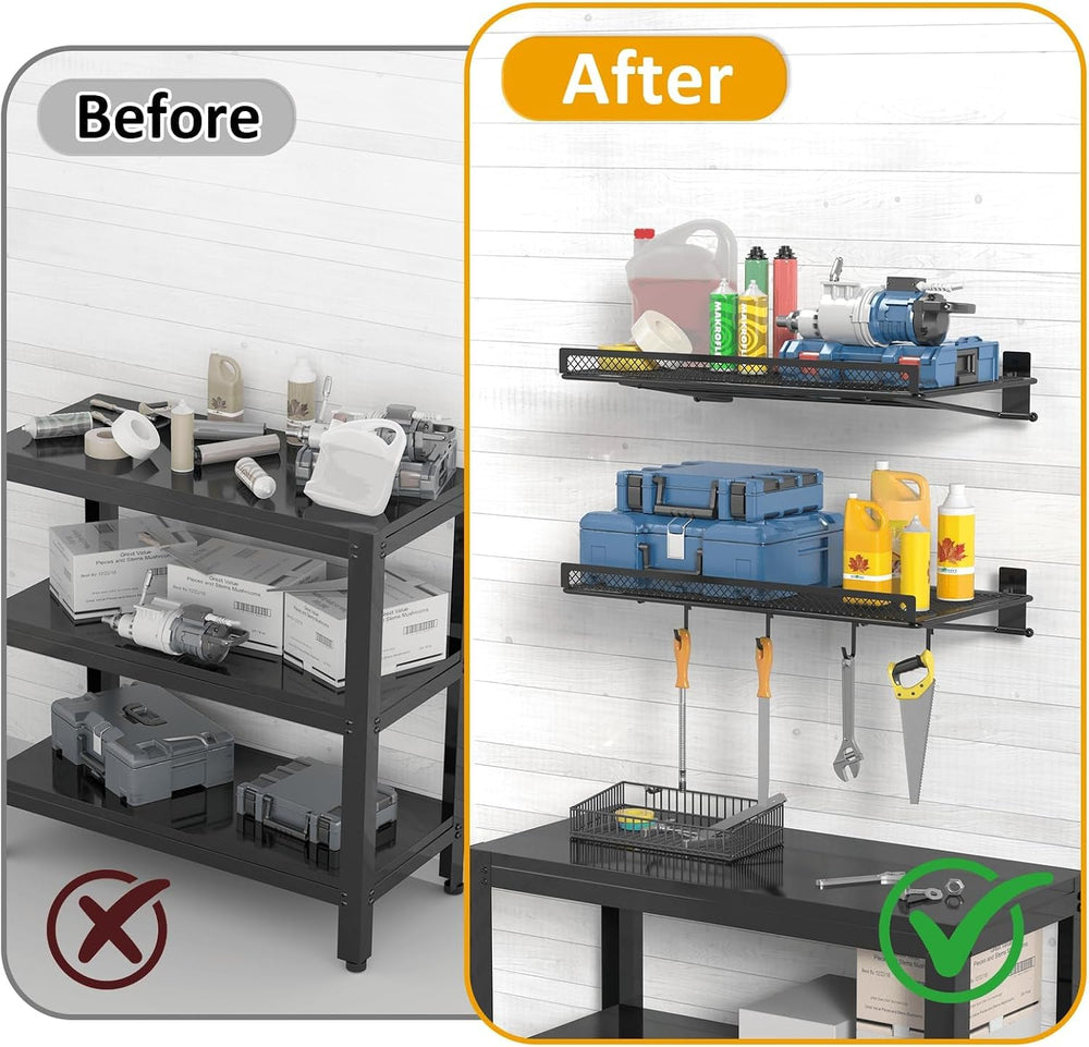 BABKAS 4 Pack Garage Wall Shelving,16.5" x 12.2" Garage Shelving Wa...