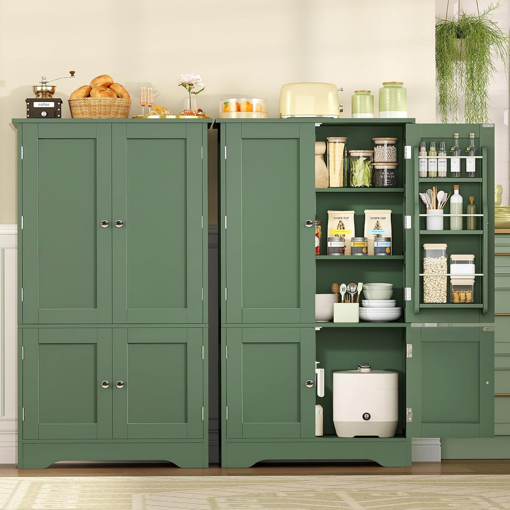 43"H Pantry Cabinet with 4 Doors, Kitchen Cabinet with 6 Door Shelves
