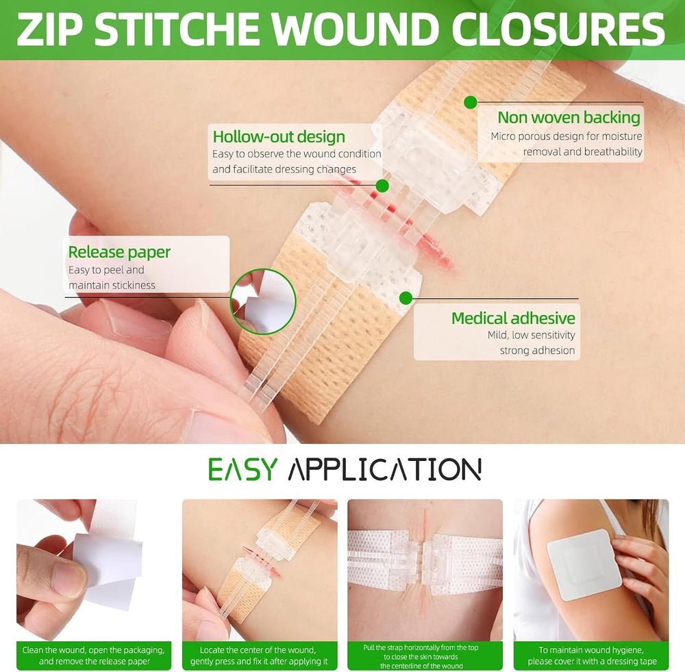 First Aid Kit for Car,Travel,Home- Includes Zip Stitch Wound Closure Strips (...
