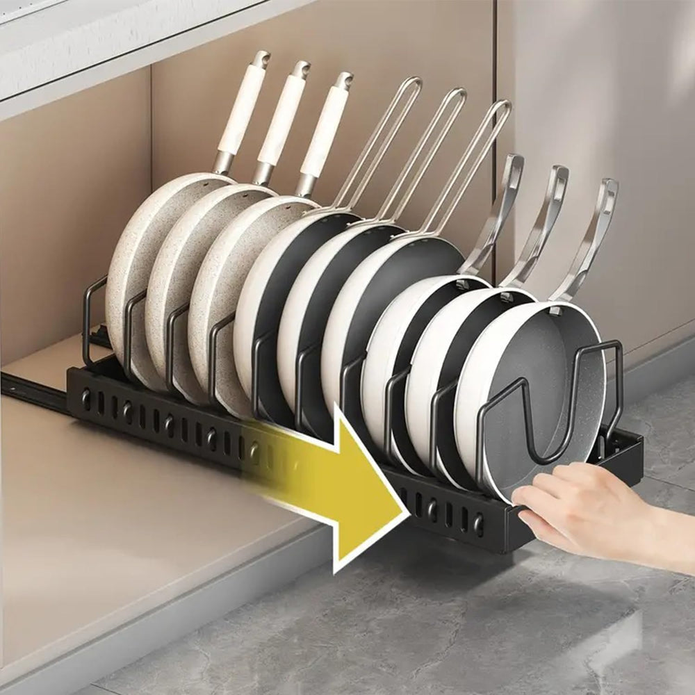 AmoiChic 2 Pack Pull Out Cabinet Organizer for Pots and Pans, Black Storage R...
