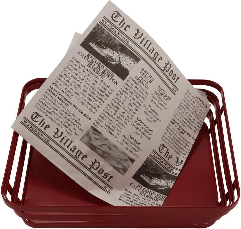 G.E.T. 4-T3000 White Newspaper Theme Cone Basket Liner / Deli Wrap Paper Pape...