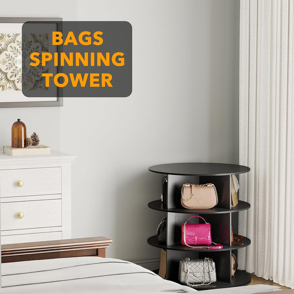 SpaceAid 3 Tier Rotating Shoe Rack Tower, Spinning Shoe Display Lazy Susan, R...