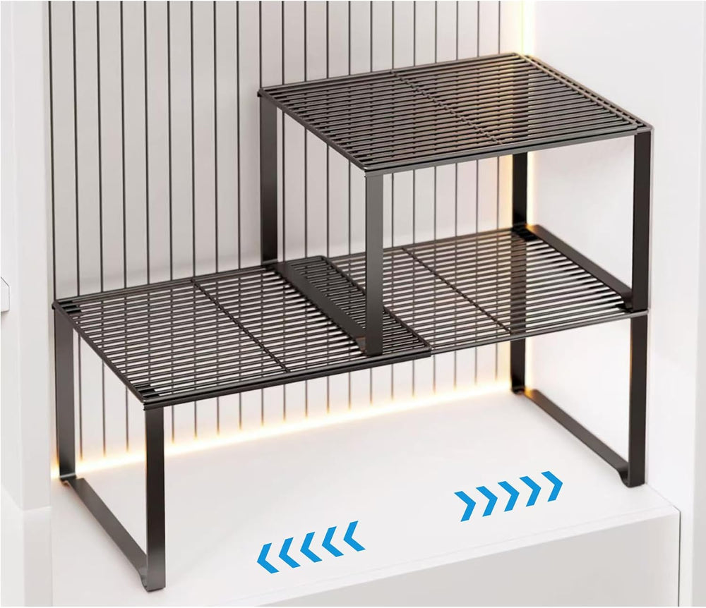 Extendable Metal Wire Shelf Organizer - Adjustable 15-24.4in Length, Stackabl...