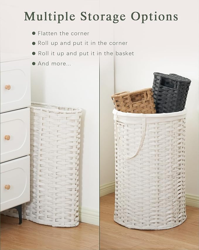 Laundry Hamper with Lid Laundry Basket with Lid 19.0 Gal Round Wicker Laundry
