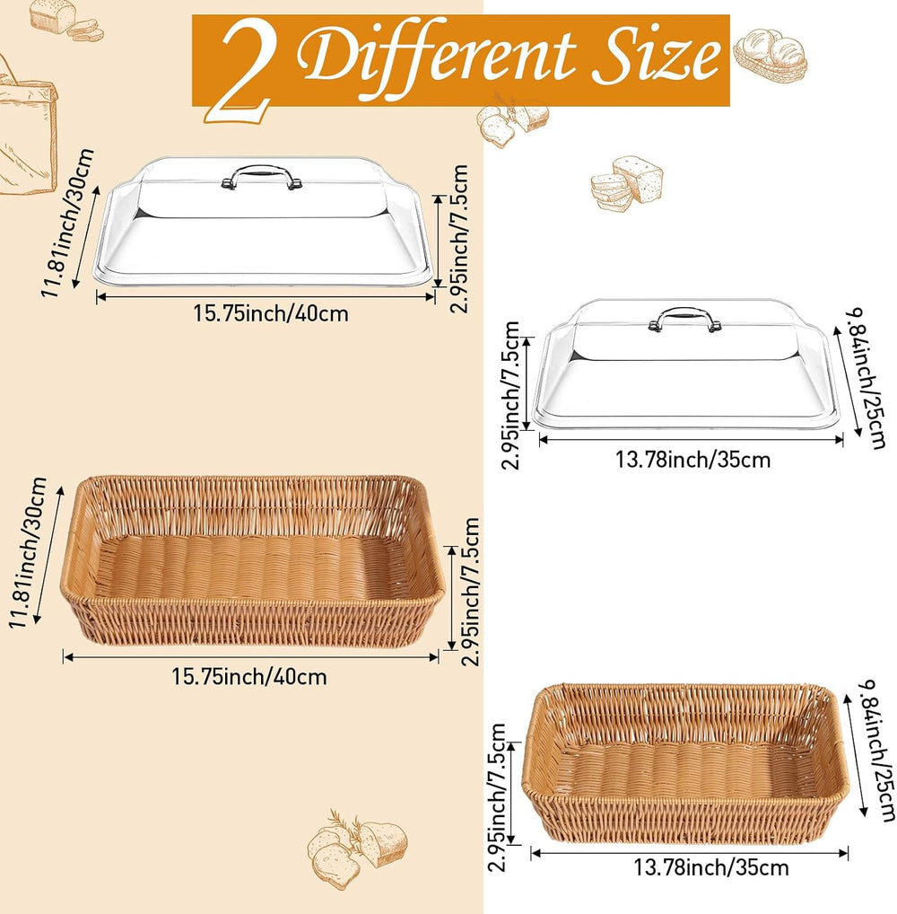 Ziliny 2 Set Wicker Bread Basket forServing, 15.75" X 11.81",13.78&...