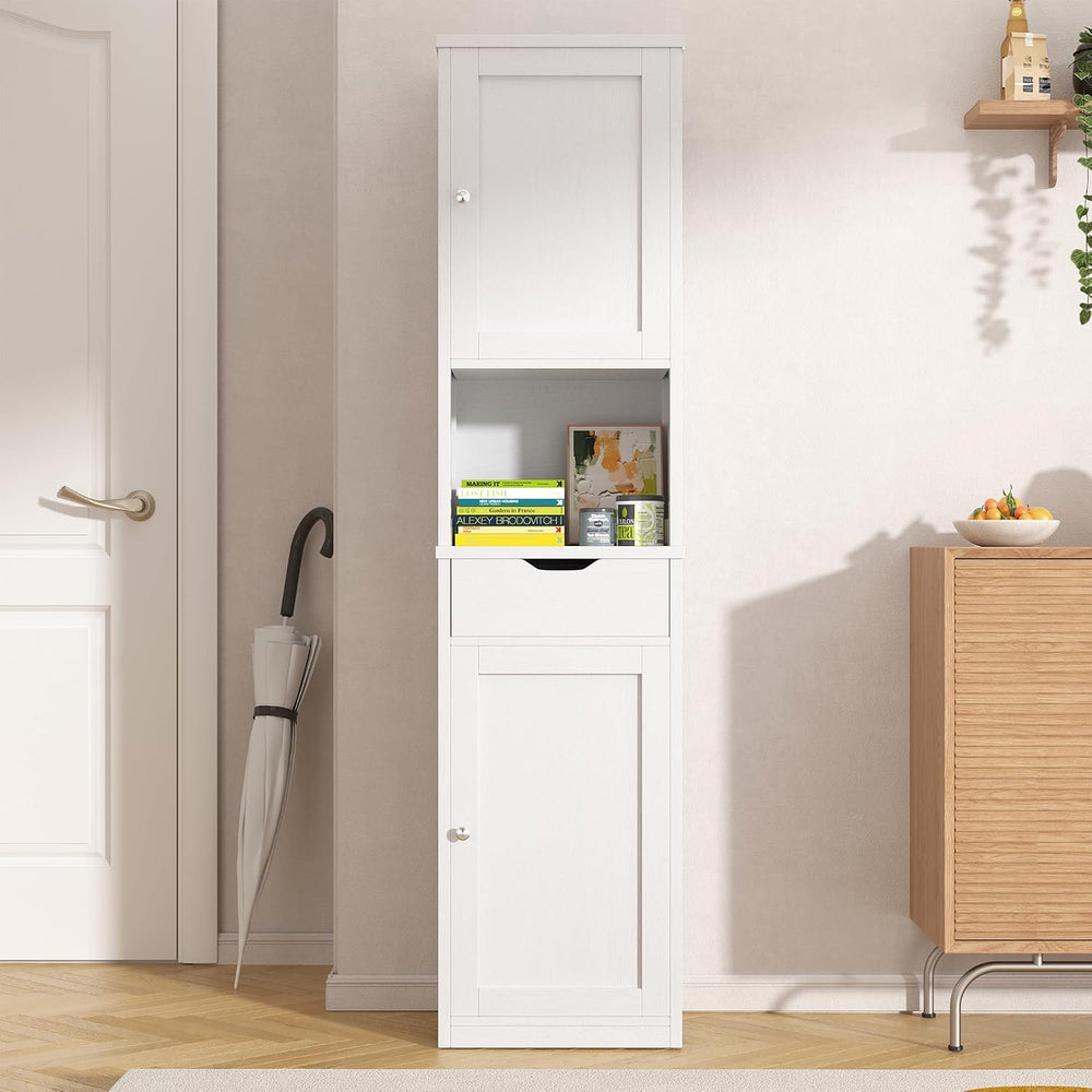 Vongrasig 64”Tall Narrow Slim Bathroom Storage Cabinet with 2 Doors, White