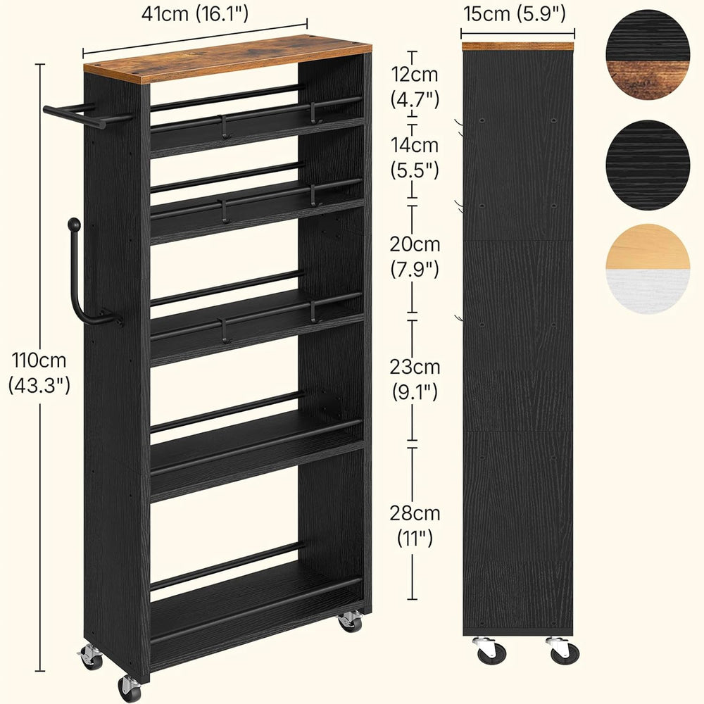 YATINEY 6 Tier Slim Storage Cart, Narrow Kitchen Cart with Wheels, Rolling Ut...