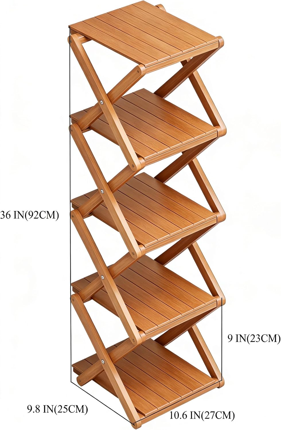 Bamboo Shoe Rack - No Assembly Required, Tall Narrow Foldable Shoe Organizer,...