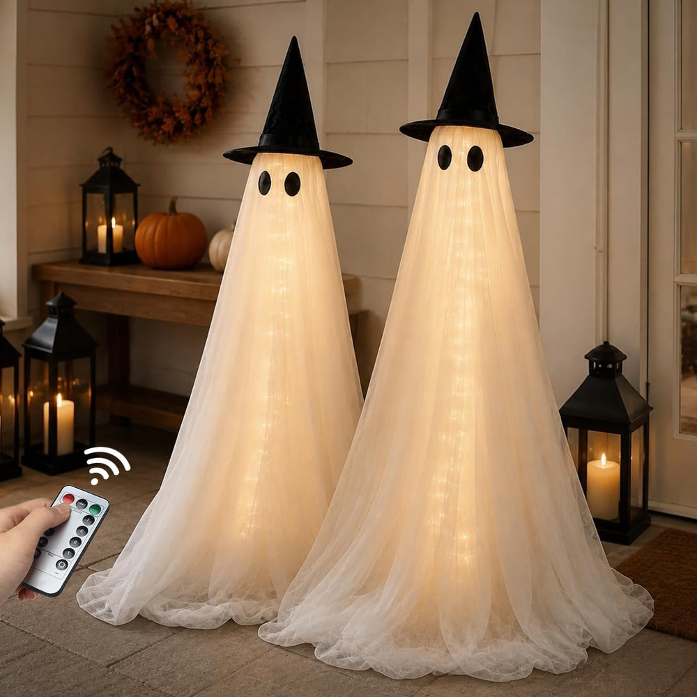 2 Pack 5 Ft Large Light Up Ghost Decor - Halloween Decorations Outdoor