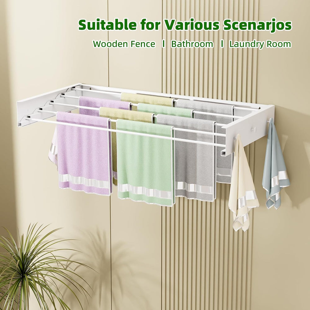 BAKON Wall Mounted Drying Rack 32'', Hidden Clothes Drying Rack for I...