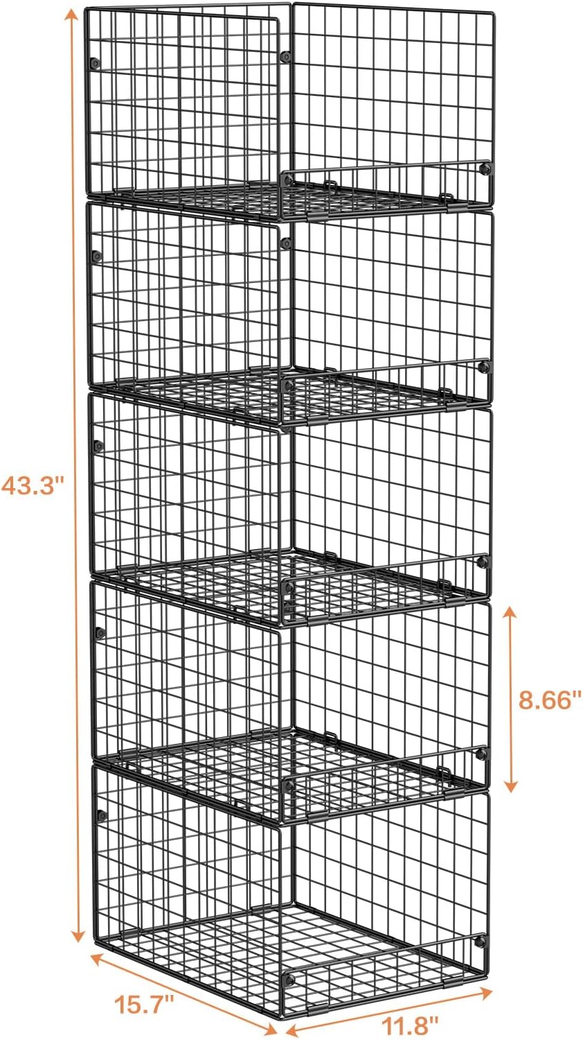 5-Tier Stackable Closet Storage Baskets, Closet Organizers and Storage Shelve...