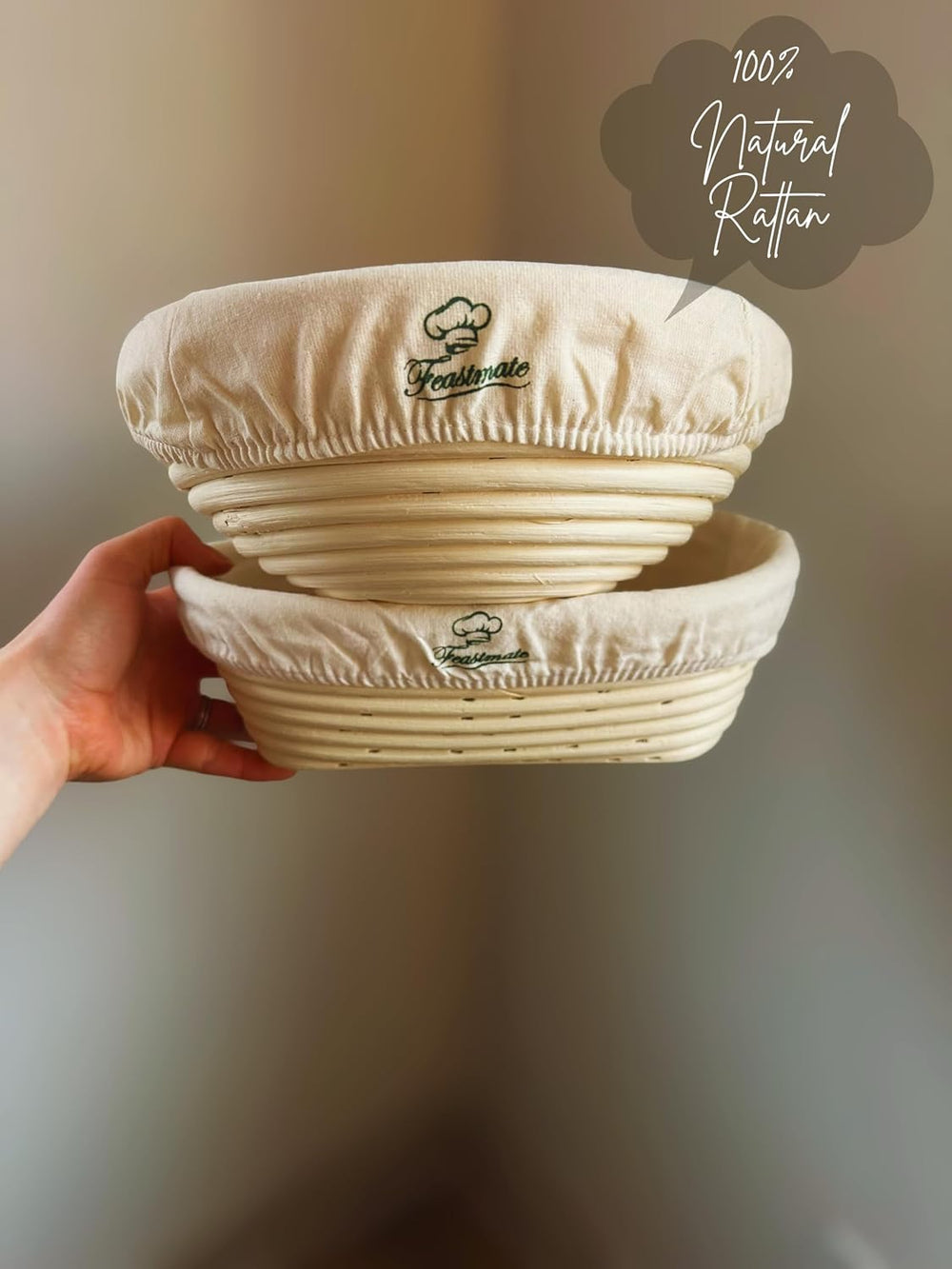 Sourdough Starter Kit - Banneton Bread Proofing Basket Set with Liners, Sourd...