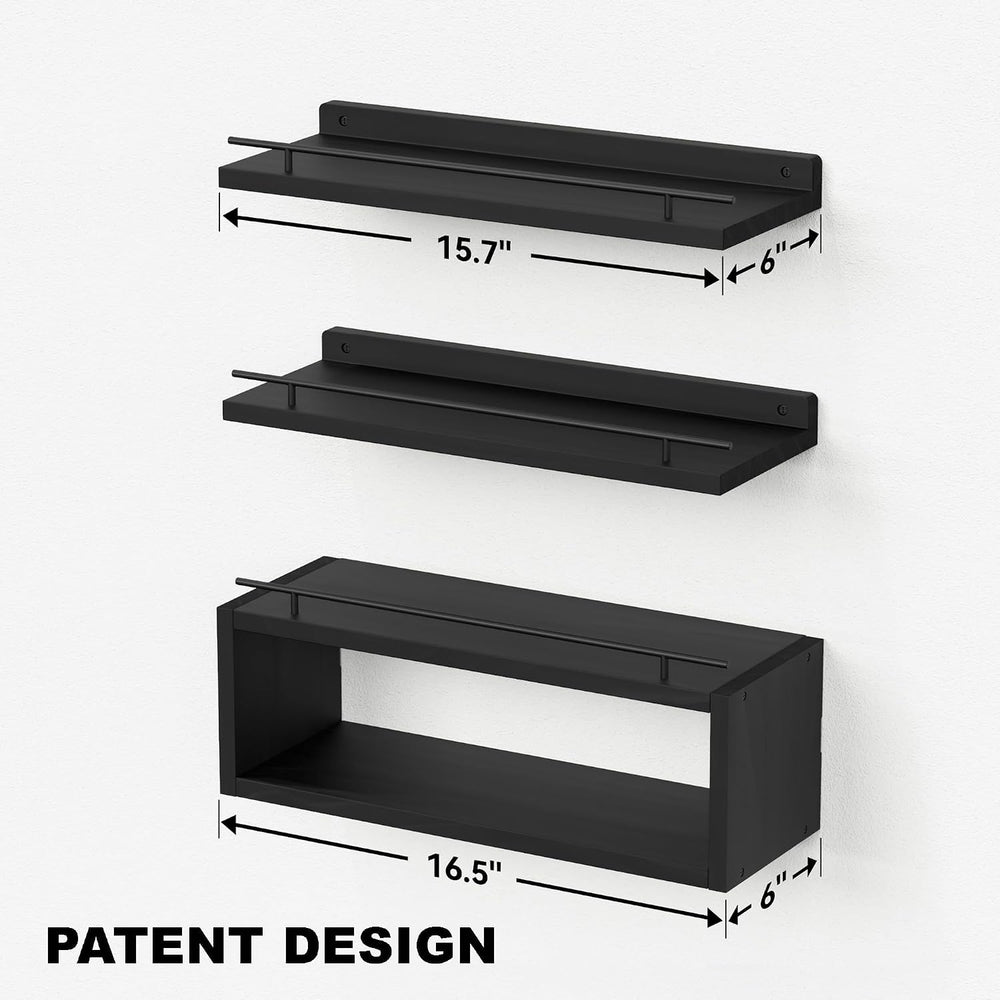 WOPITUES Floating Shelves for Wall with Cube Shelf, Wall Shelves with Metal R...