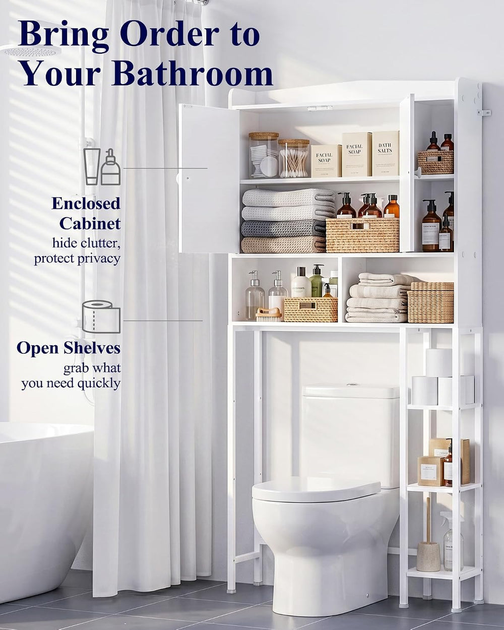 Kitsure Over Toilet Storage Cabinet, 66.9" H Multi-Compartment