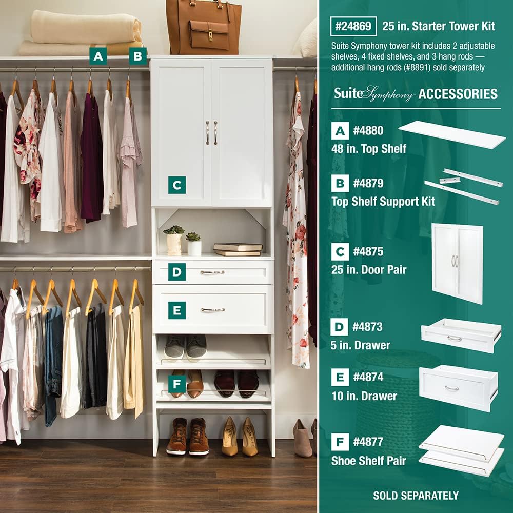 ClosetMaid SuiteSymphony Wood Closet Drawer, Storage Tower Add On Accessory, ...