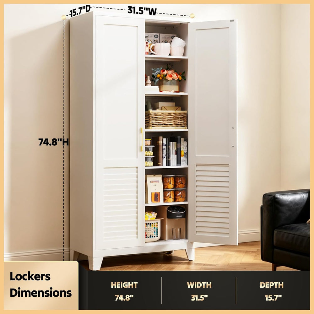 75"H Kitchen Pantry Storage Cabinet with Doors and Shelves