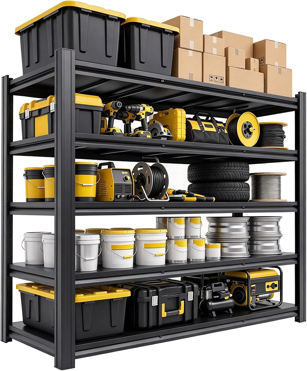 5-Tier Heavy Duty Garage Shelving, 5000LBS Capacity Boltless Rack, 72" H...